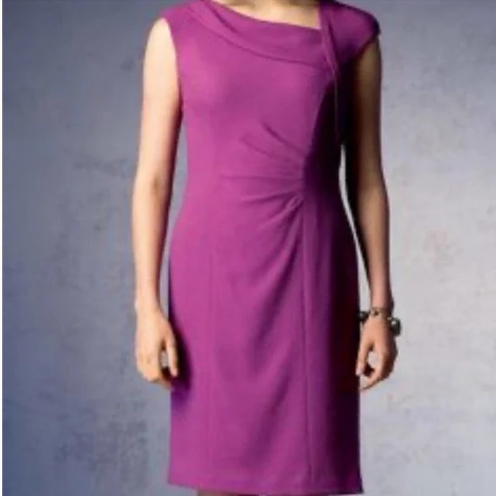 Kay Unger Purple Ruched Sheath Dress Size 8 Medium